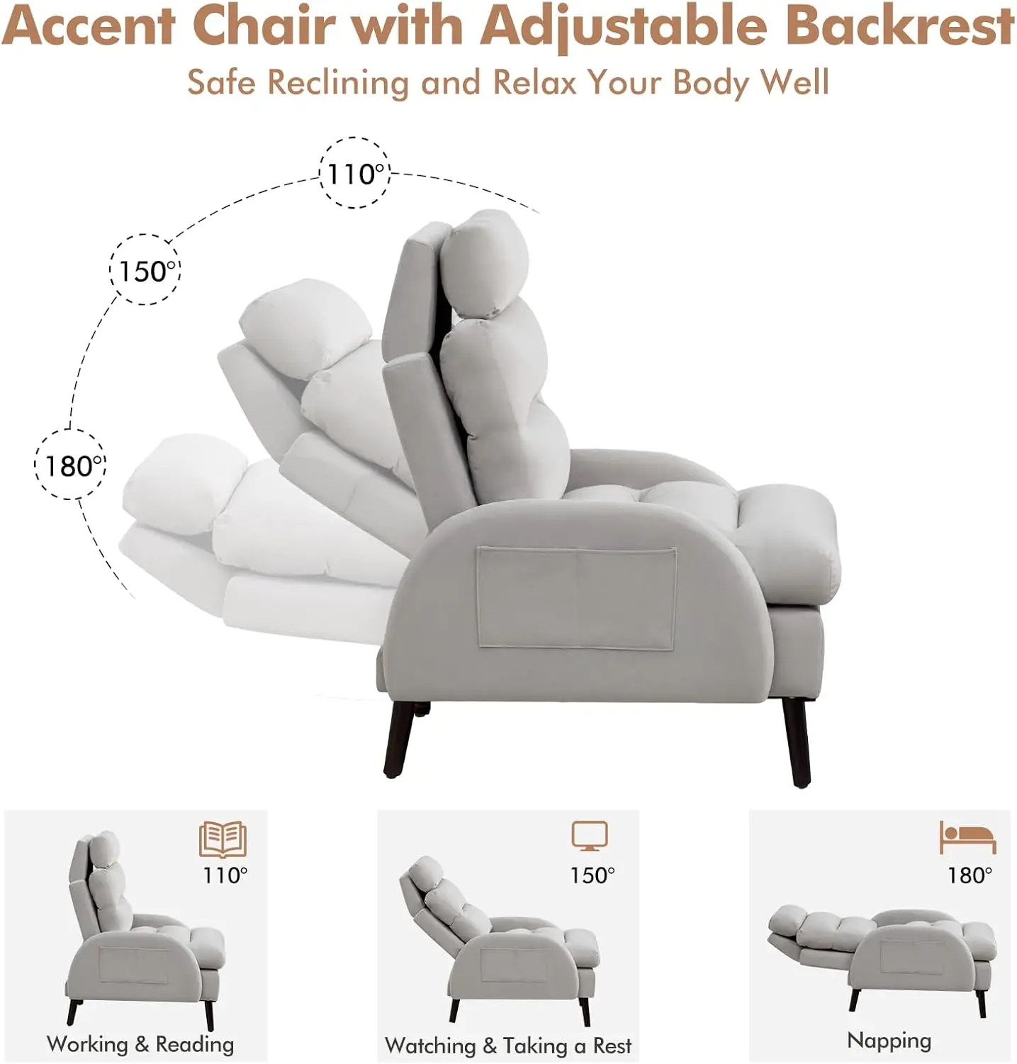 Oversized Lounge Armchair Set with Ottoman 3