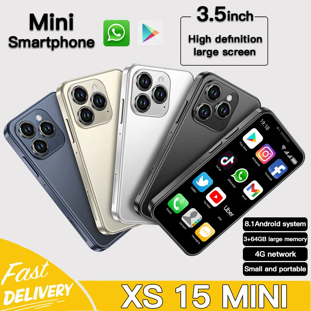 REMIK XS15 Mini Smartphone 4G LTE Android 4GB RAM 128GB ROM 3.5" Display 5MP Camera Dual SIM With Play Store WhatsAPP