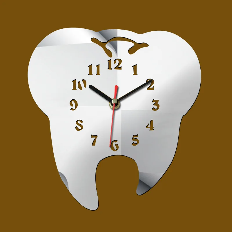 DIY Creative Tooth-Shaped Silent Wall Clock, Modern Artistic Design for Living Room & Bedroom Decor