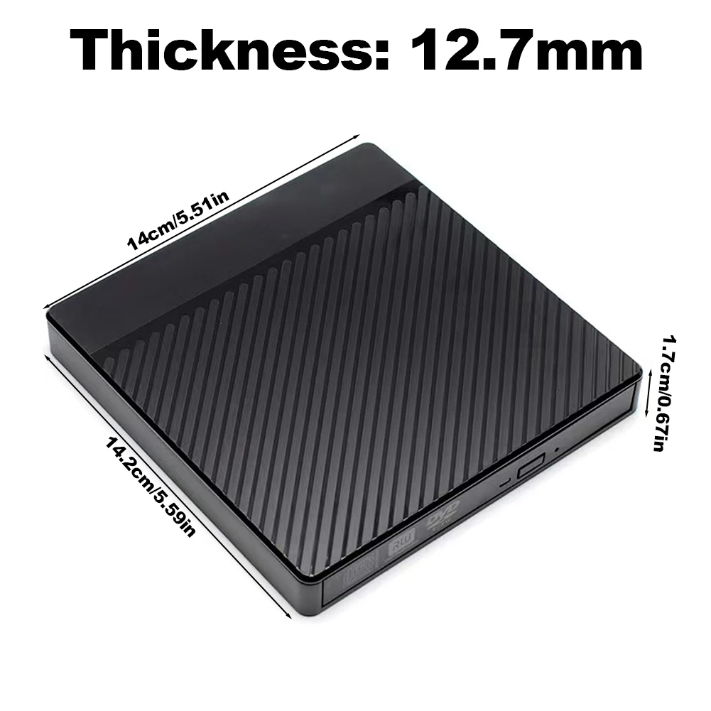 노트북 노트북 버너용 광학 드라이브 외장 인클로저, USB 3.0 C 타입 DVD CD 드라이브 박스, 9.5mm, 12.7mm