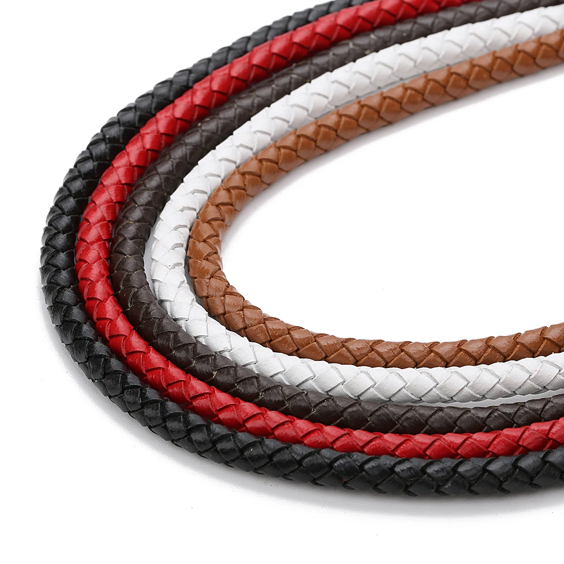 6mm Genuine Cow Leather Cords Round Braided Leather Cords For Ornament Making DIY Crafts Material Clothing Charm Accesso 2M/Lot