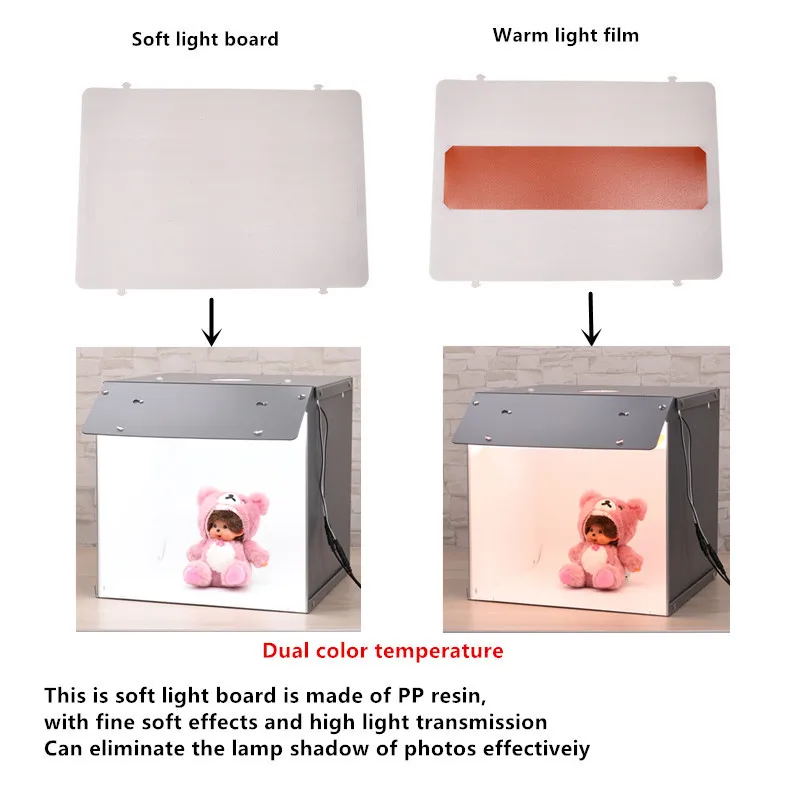 40cm Fold Photography Light Box Portable Dimmable Photo Studio LED Softbox Table Shooting Tent Lights Kit With 6 Backdrops