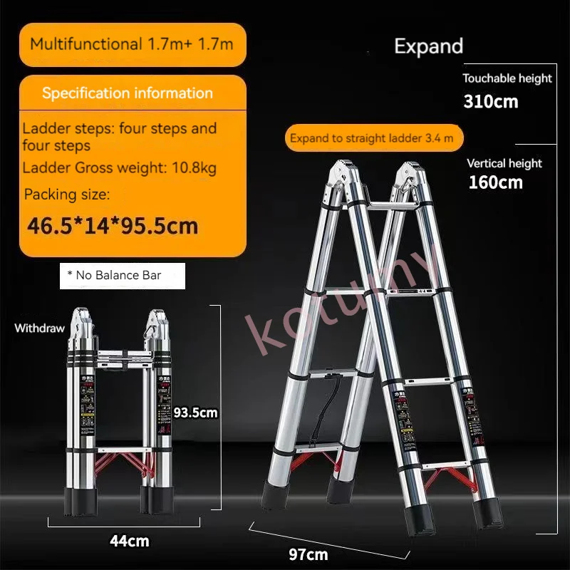 3.4/4.2M Household Telescopic Folding Ladder Portable Thickened