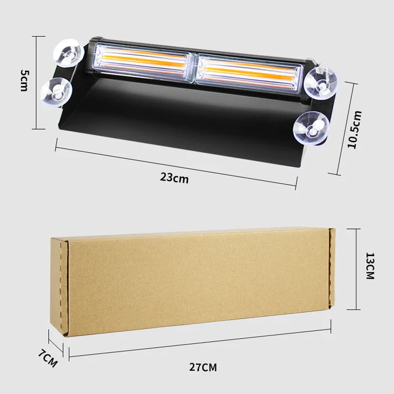KOOJN COB Car Suction Cup led warning light Front and Rear Windshield Flashing Warning Light Road Shovel Shaped Strobe