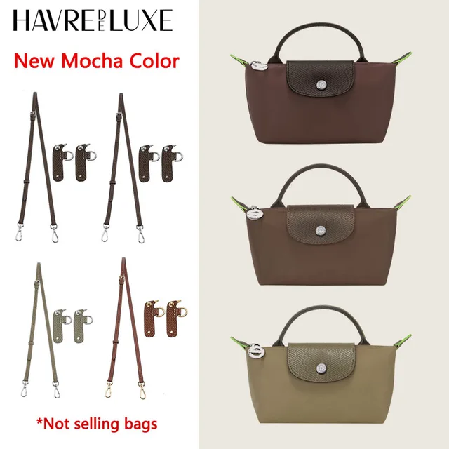 Sangle de sac à bandoulière de remplacement en cuir de vache, adaptée au mini bandoulière Longchamp 2025 Mocha Moka sans modification de poinçonnage 1