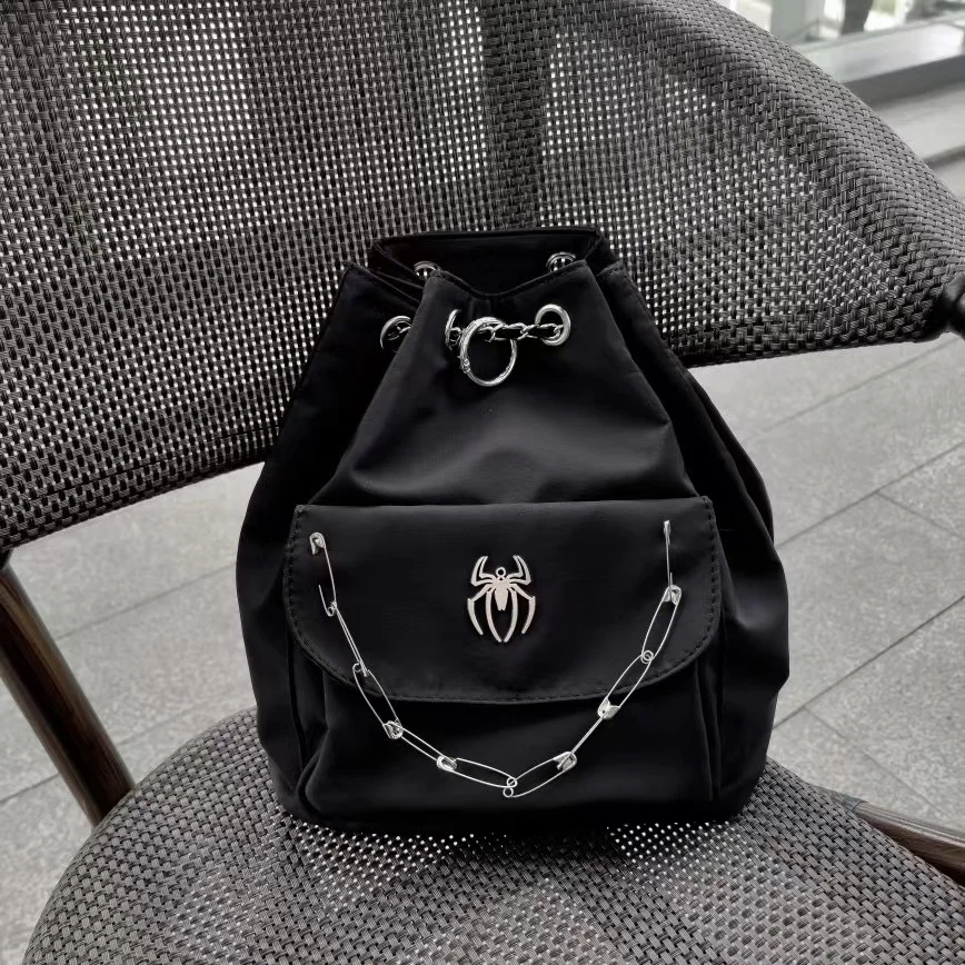 JIAERDI Gothic Black Y2k Backpacks Women New Punk Dark Hot Girls Chain Casual Backpack Ladies Harajuku Vintage Mochila Aesthetic