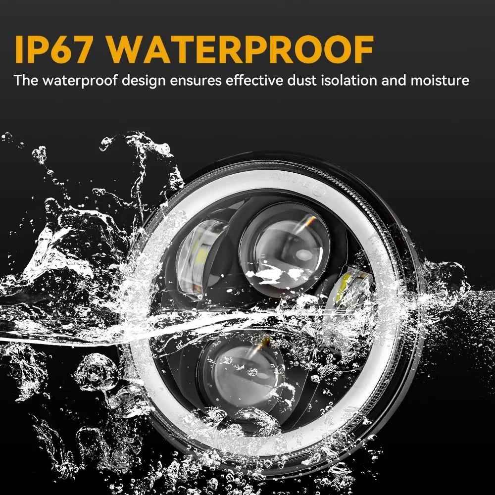 Motorcycle Headlight 5.75 Inch 5 3/4" DRL for Harley Dyna Iron 883 Street Bob FXDB VRSVD VRSCDX XG Round Moto Lamp