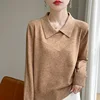 2024 Autumn/Winter Flip collar Cashmere Sweater Women Knitted Sweater Loose Fashion Cashmere Sweater Women 2