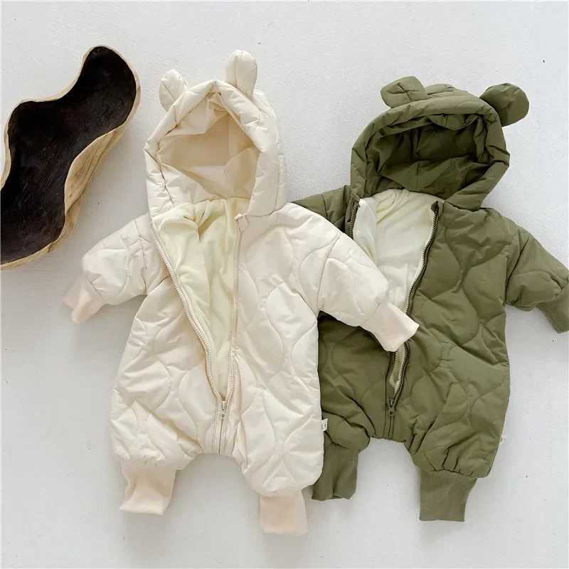 Newborn Girl Jumpsuit Hooded Winter Infant Overalls Baby Born Clothes Boy Warm Snowsuit Coat Kid Bear Romper Toddler Outerwear