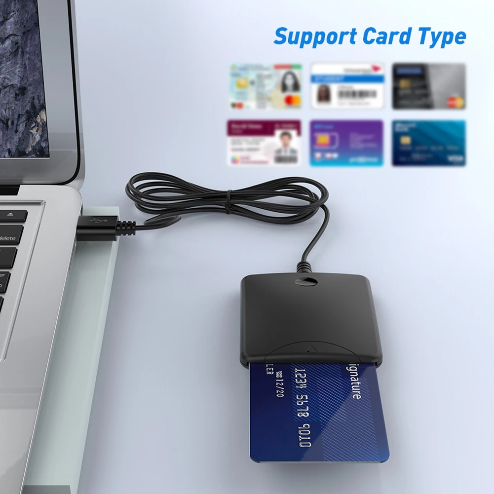 

USB Smart Card Reader For Bank Card IC/ID/SIM Card Reader for Windows 8 10 USB-CCID ISO 7816 EMV SD TF MMC Reader