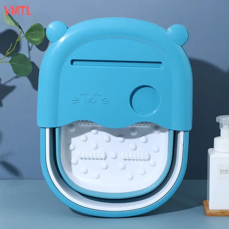 Folding Foot Bath Bucket Plastic Foot Bath Tub Thickened Foot Wash Bucket Massage Bucket Household Adult Foot Wash Basin Hot Tub