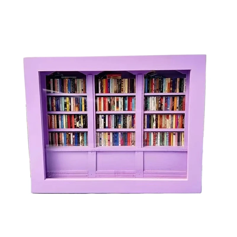 Qingning Creatieve Miniatuur Boekenplank - Houten Anti-Angst Decoratie met Stressverlichtende Werking - Ideaal Cadeau voor Boekenliefhebbers - Witte