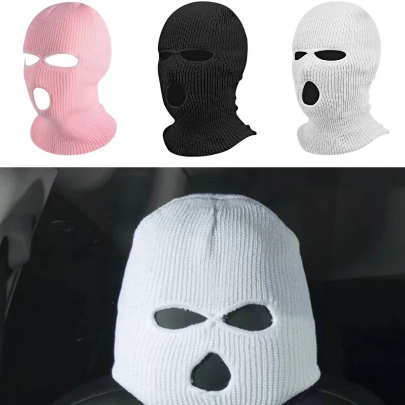 Universal Car Seat Headrest Cover Balaclava 3 Hole Full Cover Halloween Christmas Funny Car Decoration Anti-theft Warning Car Headrest