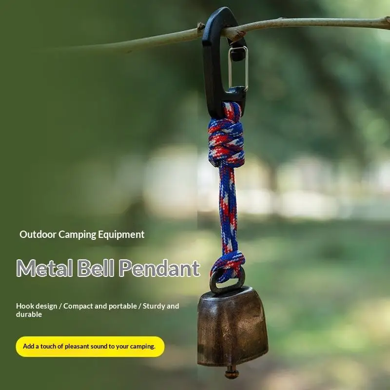 Outdoor-Metall-Bärenklingeln mit Paracord-Lanyard und Metallhaken zum Wandern, Camping und Tiervertreibung