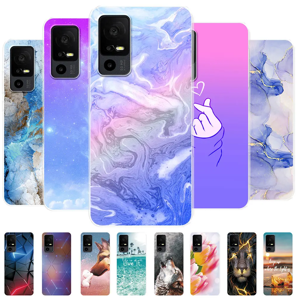Per Tcl 40 Se Custodia 6.75 "Per Tcl 40Se Cover Coque Bumper Cartoon Painted Clear Tpu Custodia Morbida In Silicone Per Tcl 40 Se Fundas