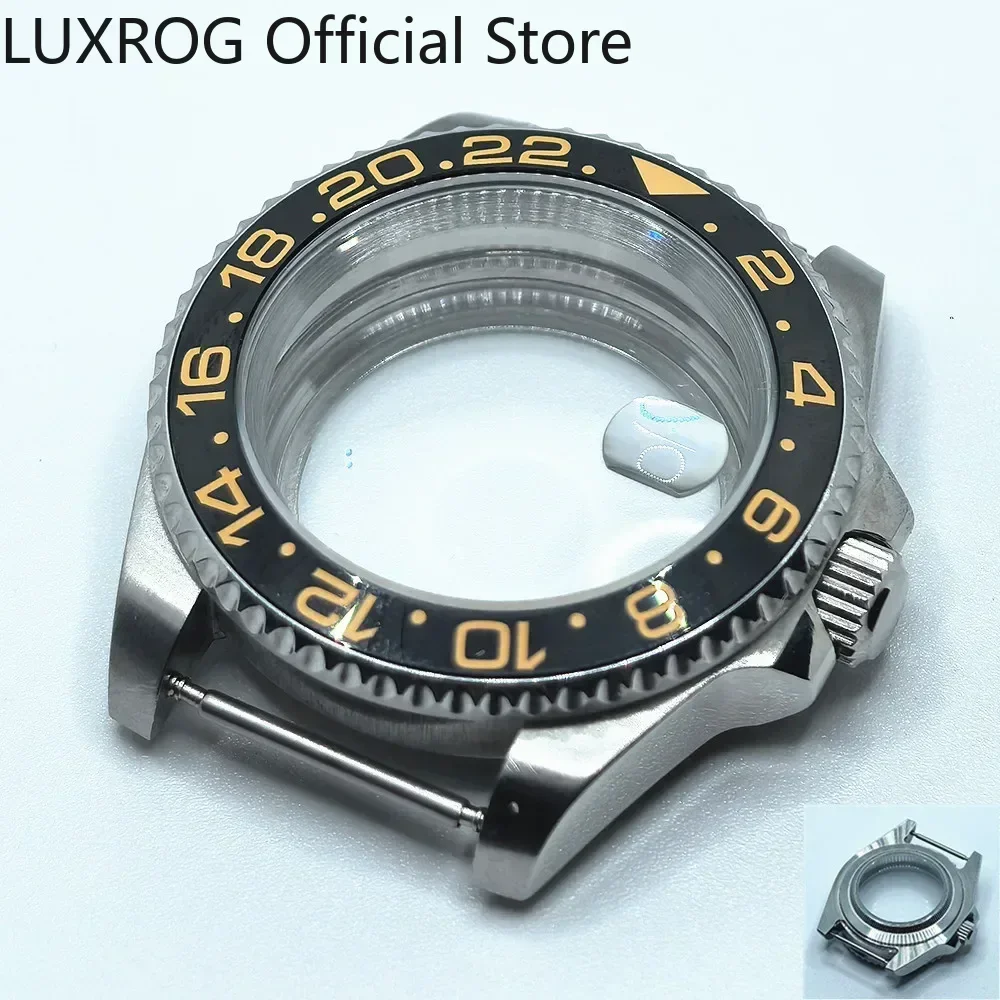 Stainless Steel 40MM Black Blue Ceramic Insert Watch Case