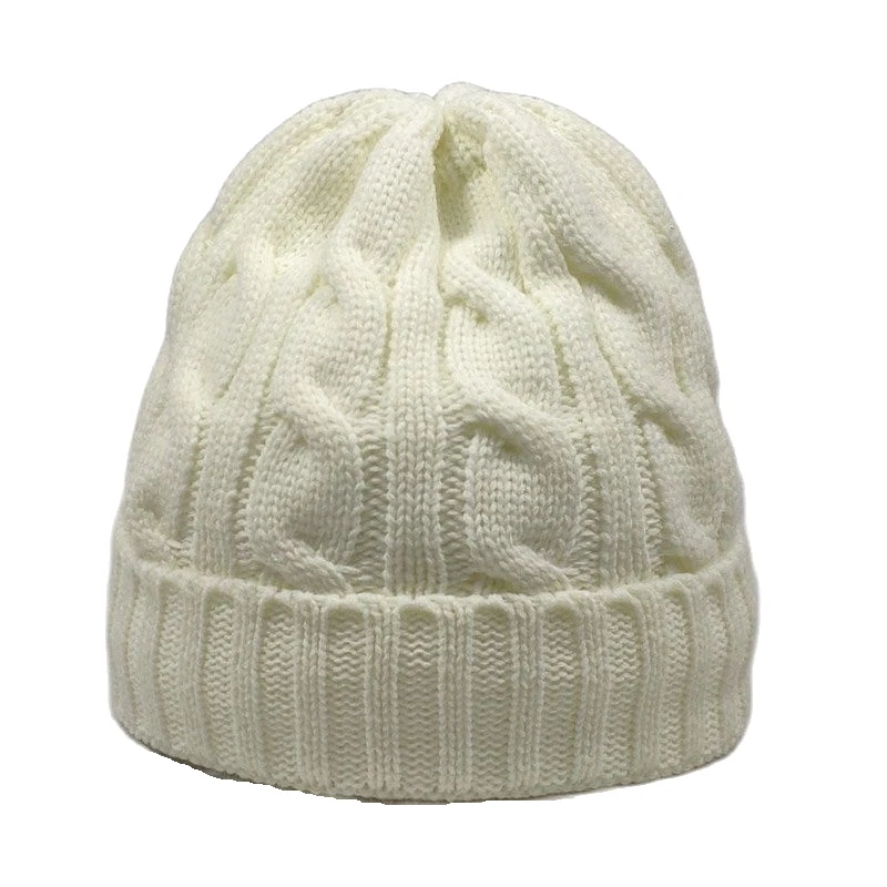 Warm Winter Skull Cap Fleece Inside Women Hats Cable Knitted Beanies Neon Yellow White Black Red Fluoresce Orange Fashion Colors 4