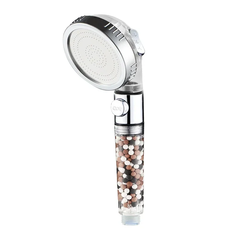 ZhangJi 3 Modes Adjustable High Pressure Shower Head Tourmaline Replaceable Filter SPA Shower Water Saving  Switch Button Shower 5