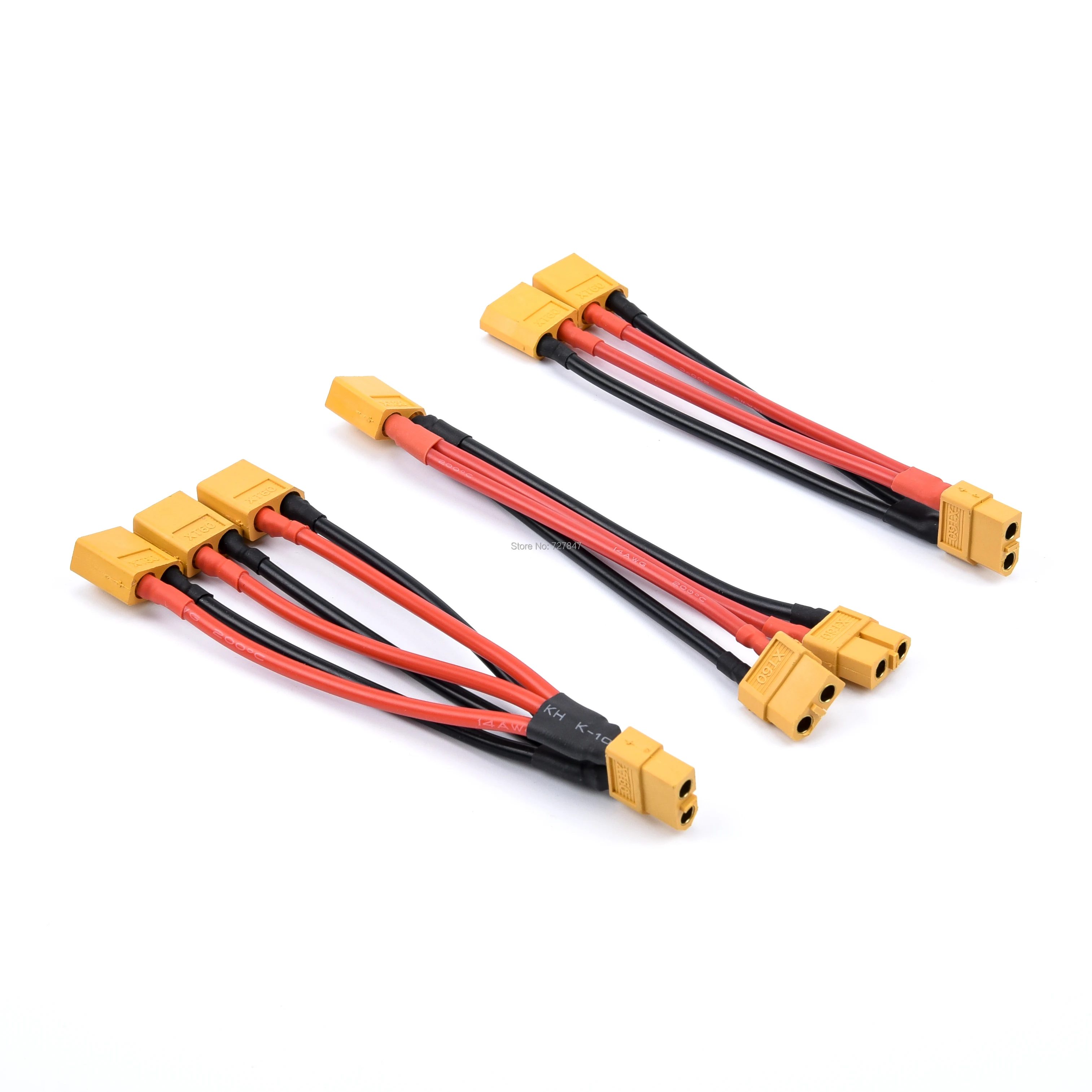 XT60 Parallel Battery Connector Male/Female Cable Dual Extension Y Splitter/ 3-Way 14AWG Silicone Wire for RC Battery Motor