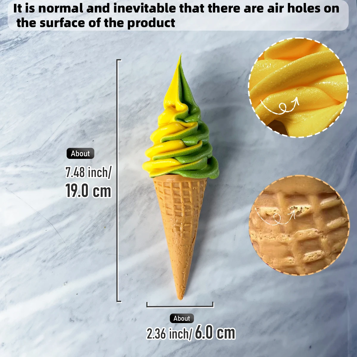 Large Realistic Ice Cream Replica for Photography, Display, and Decoration