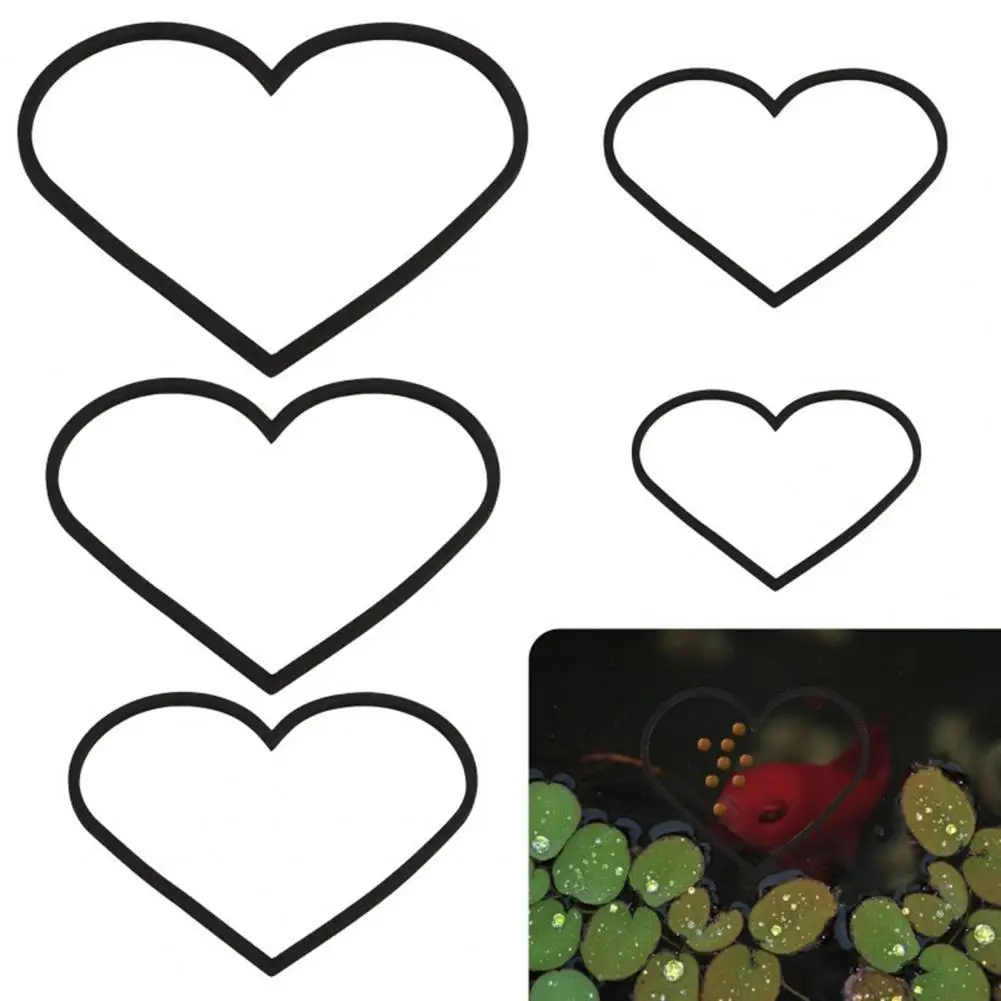 5Pcs Aquarium Floating Plant Ring Heart Shaped Fish Feeding Rings Betta Fish Tank Food Ring Plant Fence Corral for Keeping Float