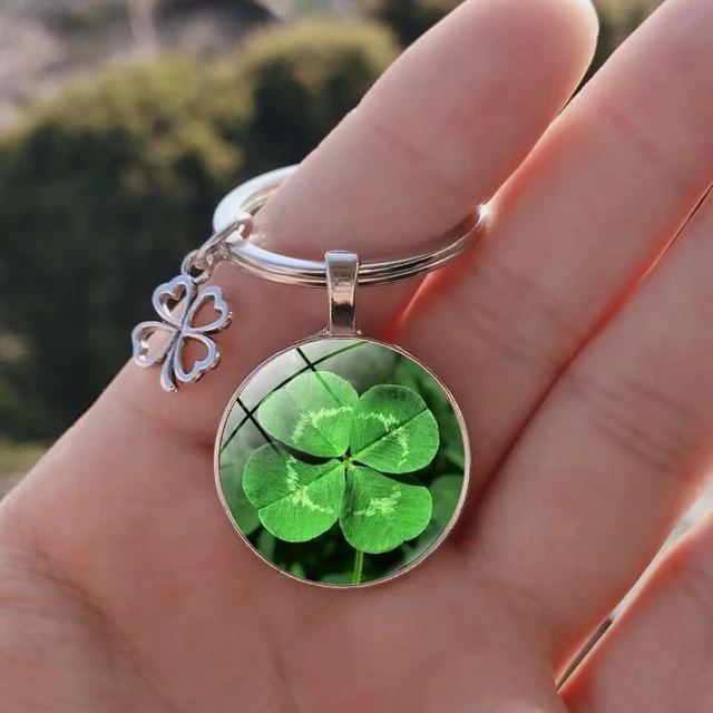 Four Leaf Clover Keychan, Green Shamrock Key Rng, Good Luck Charm...