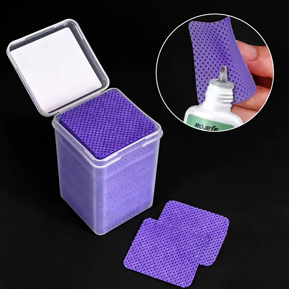 Wholesale 200Pcs/Box Nail Eyelash Glue Clean Cotton Pads  Gel Polish Remover Paper Lint-Free Wipe Manicure Makeup Cleaning Tools
