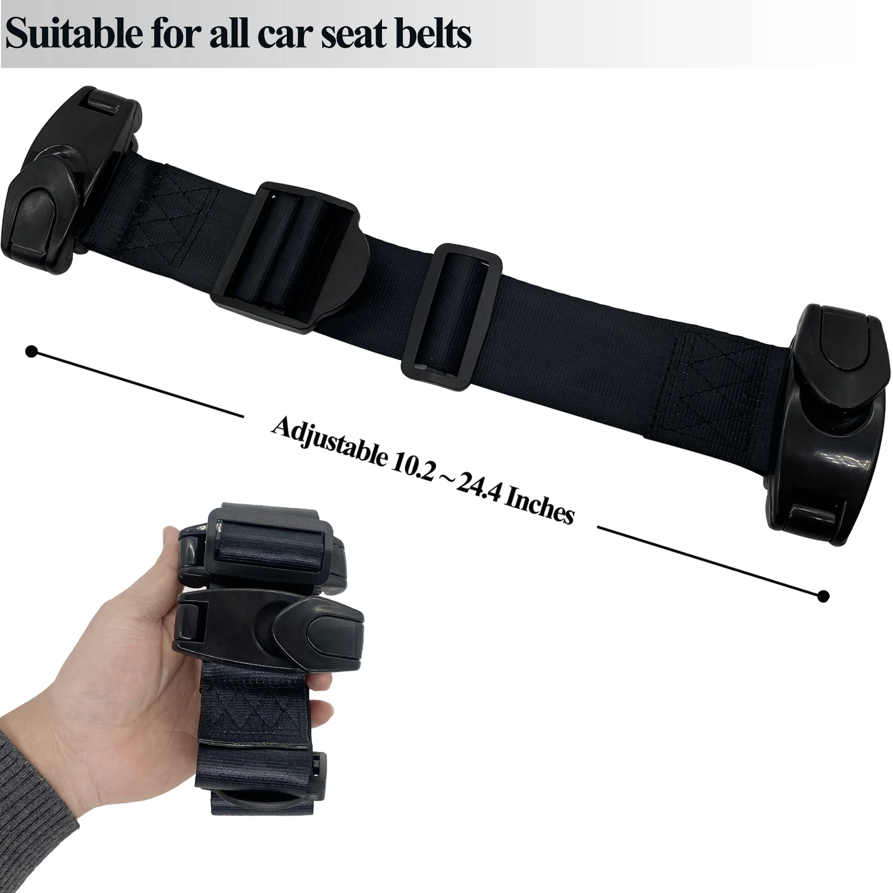 Metal Seat Belt Adjuster, Auto Shoulder Neck Strap Positioner, Universal  Vehicle Locking Clip for a Comfortable Driving (Black, 2 Pack)