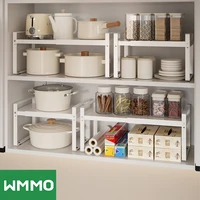 WMMO Adjustable Cabinet Layered Storage Rack, Thickened Steel, Kitchen Cabinet Countertop Multifunctional Storage Rack 1
