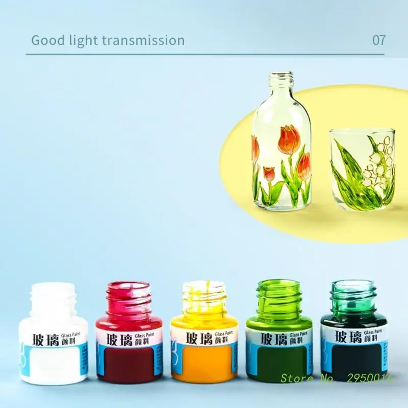 Stain Glass Paint Permanent Acrylic Enamel Painting Create Translucent Arts on Transparent Wine Glasses Enamel Window 20ml