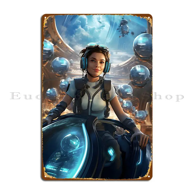 Elegante Macchina Del Tempo Futuristico Digital Art Decor Metal Sign Design Design Cinema Club Cinema Tin Sign Poster