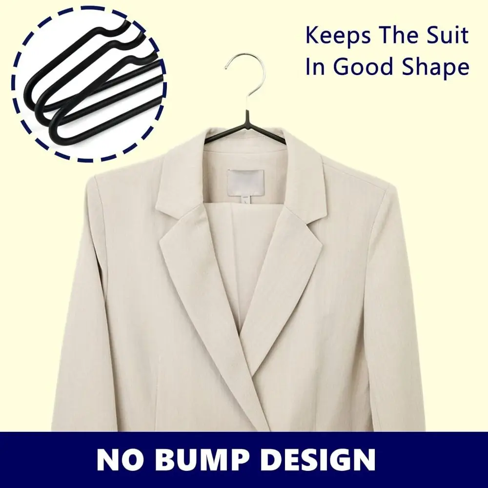 Clothes hanger 10PCS Non-Slip Rubber Coated Metal Shirt Blouse Hanger Heavy Duty Coat Suit Rack with Round Notches Dress Holder