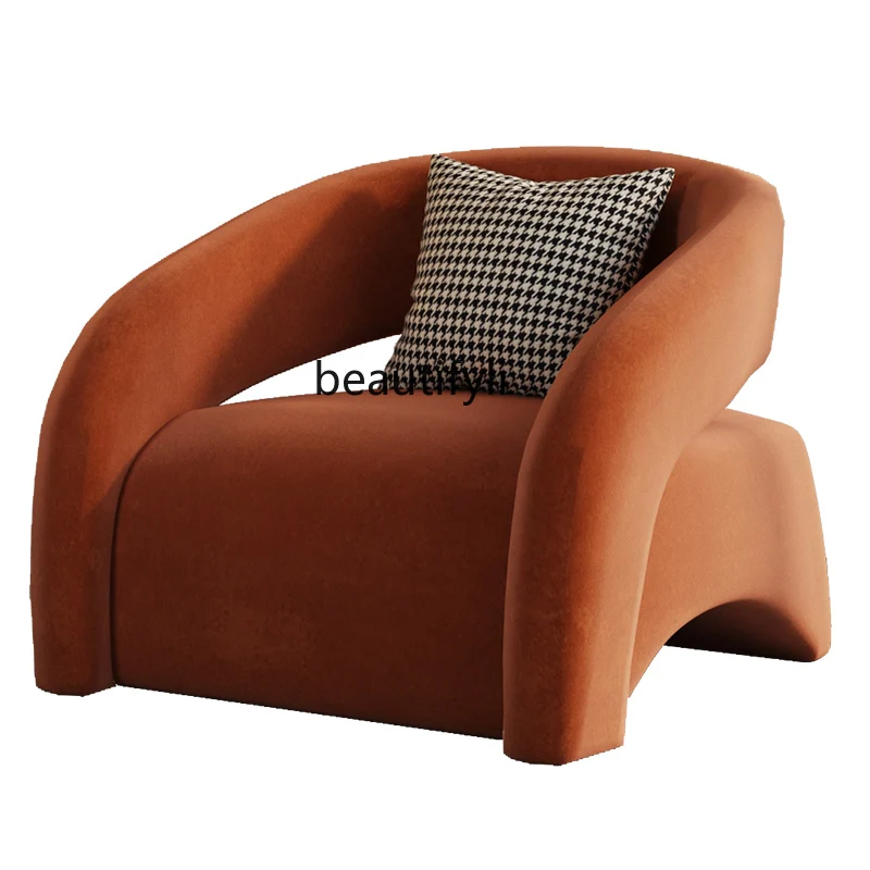 

yj Minimalist Lambswool Curved Single-Seat Sofa Chair Nordic Living Room Balcony Leisure Creative Chair