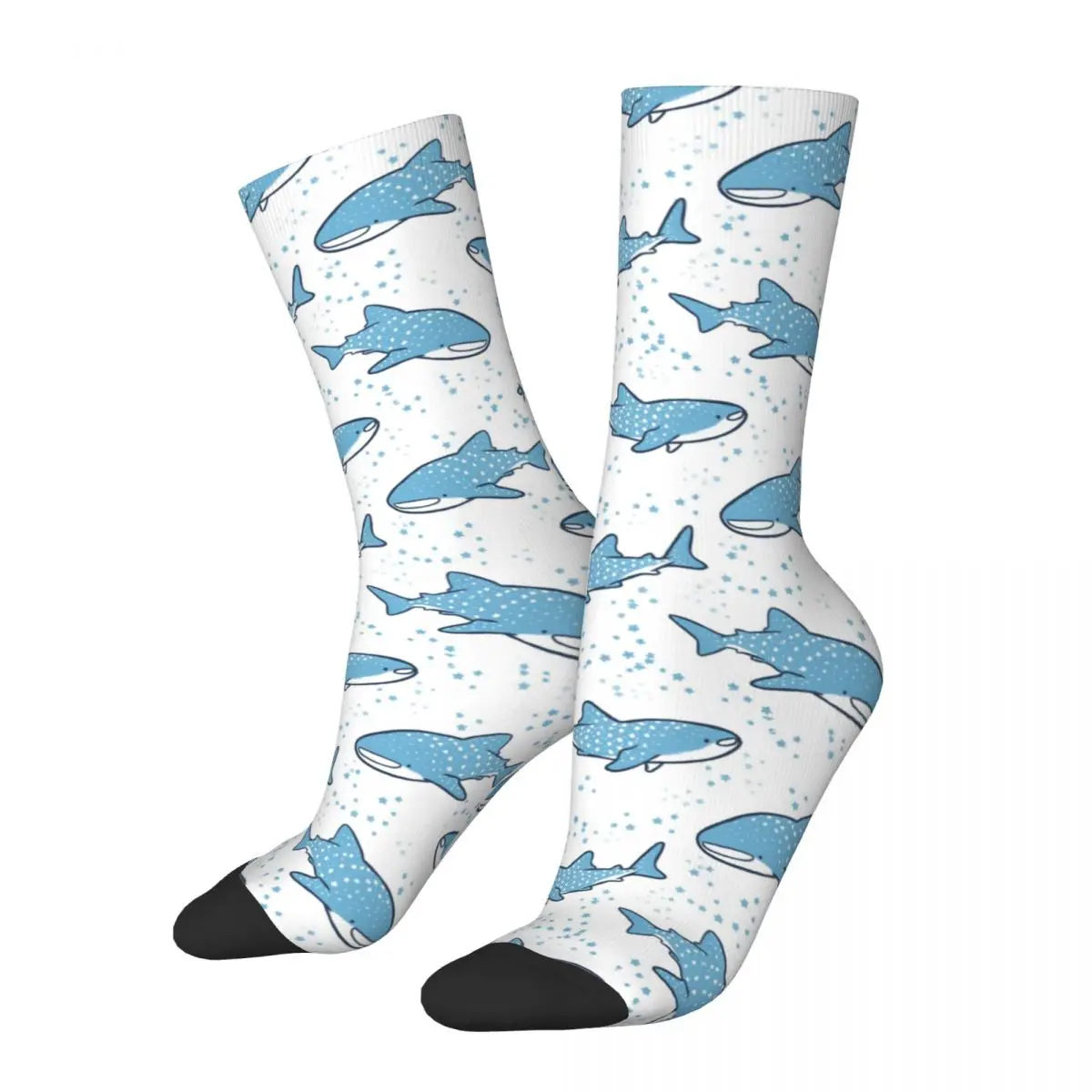 

Happy Funny Male Men Socks Starry Whale Sharks Sock Polyester Ocean Blue Sea Sport Women's Socks Spring Summer Autumn Winter