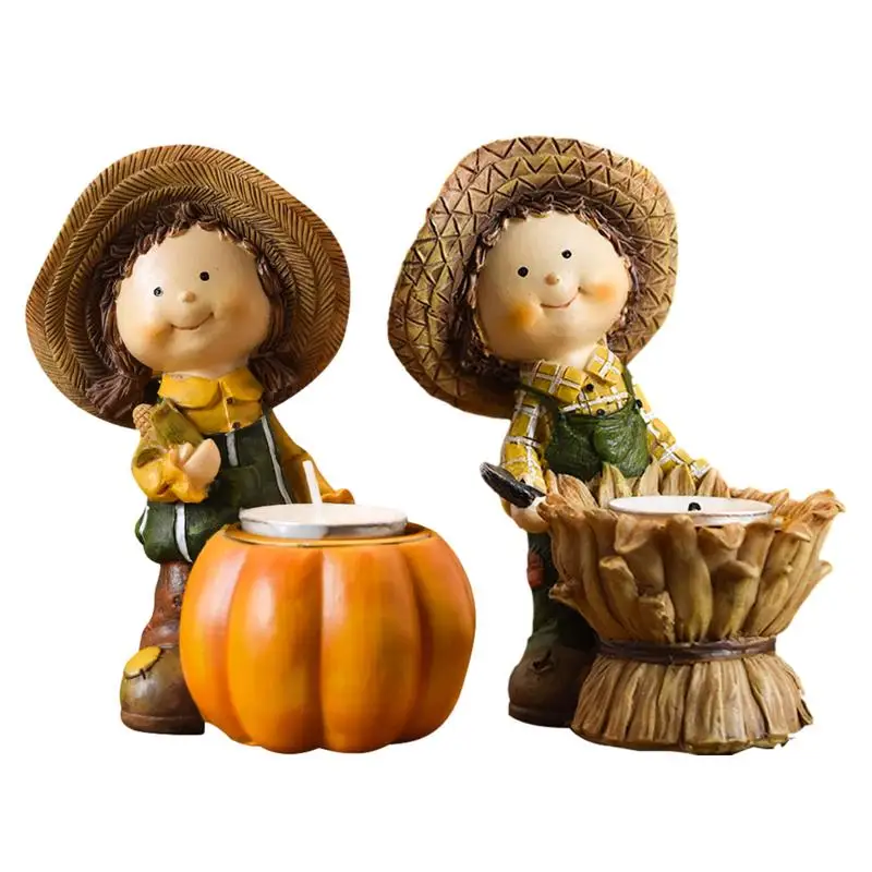 

Table Candle Holders resin pumpkin style Fall Candle Centerpiece Holder home bedroom desktop Decoration gift accessories