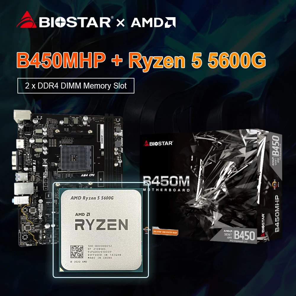 AMD-New-Ryzen-5-5600G-R5-5600G-CPU-BIOSTAR-New-B450MHP-GAMING ...