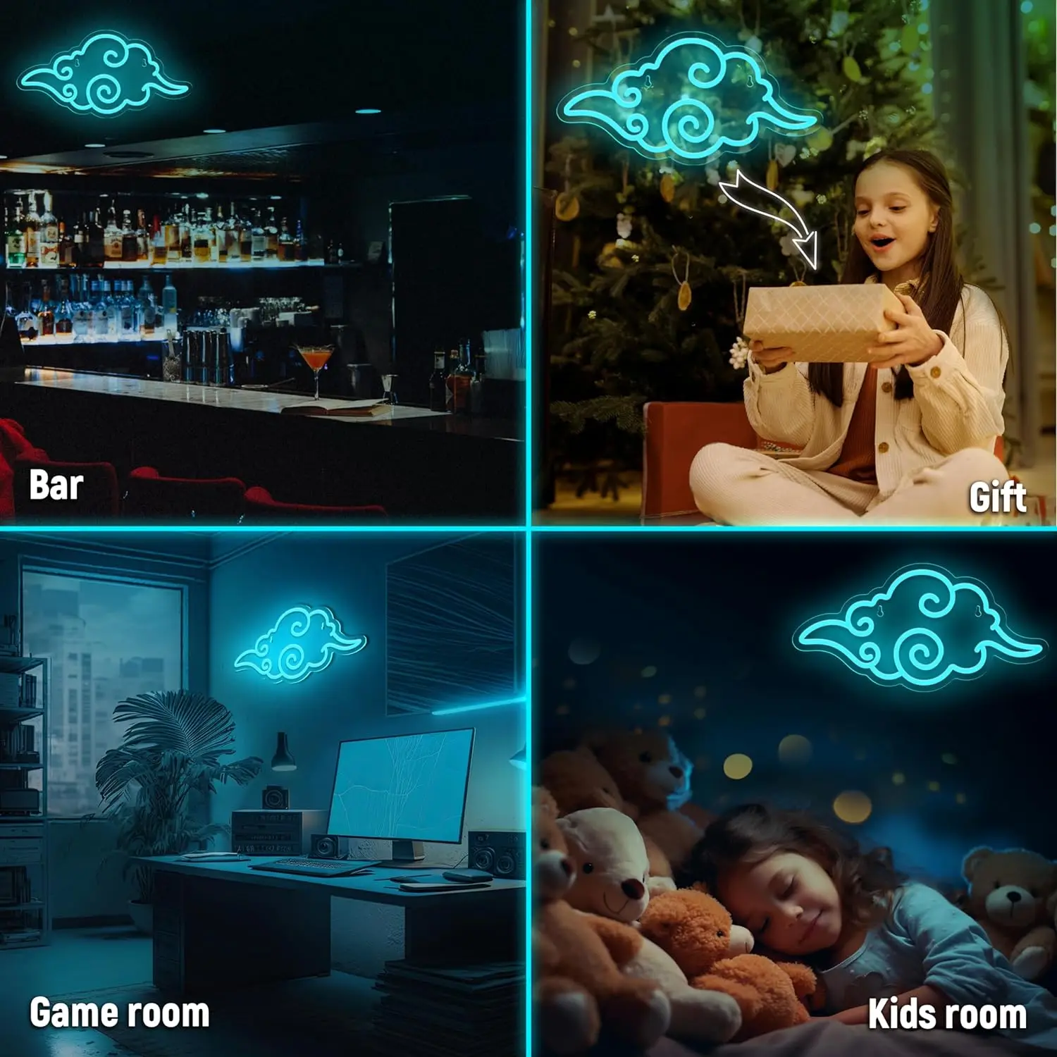 Anime Blue Cloud Neon Sign Light - USB-Powered Wall Decor