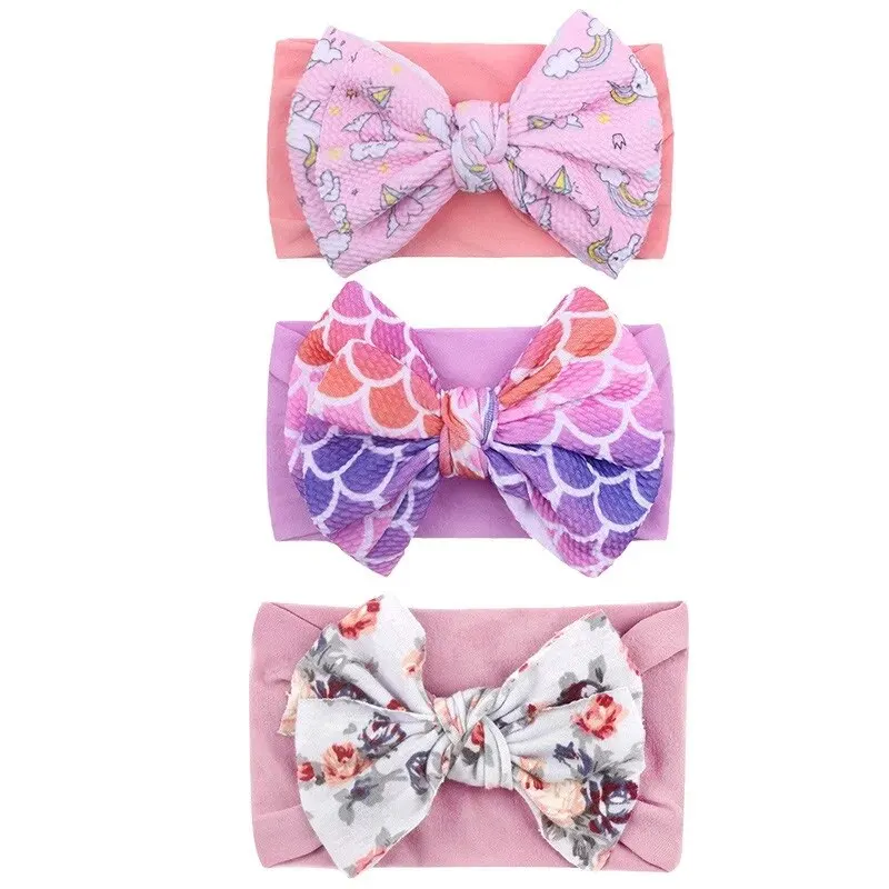 3Pcs Baby Headbands Cute Flower Print Elastic Girls Hair Bands Infant Toddler Turban Baby Hair Accessories hair accessories hair bands hair headband accessories baby headband set