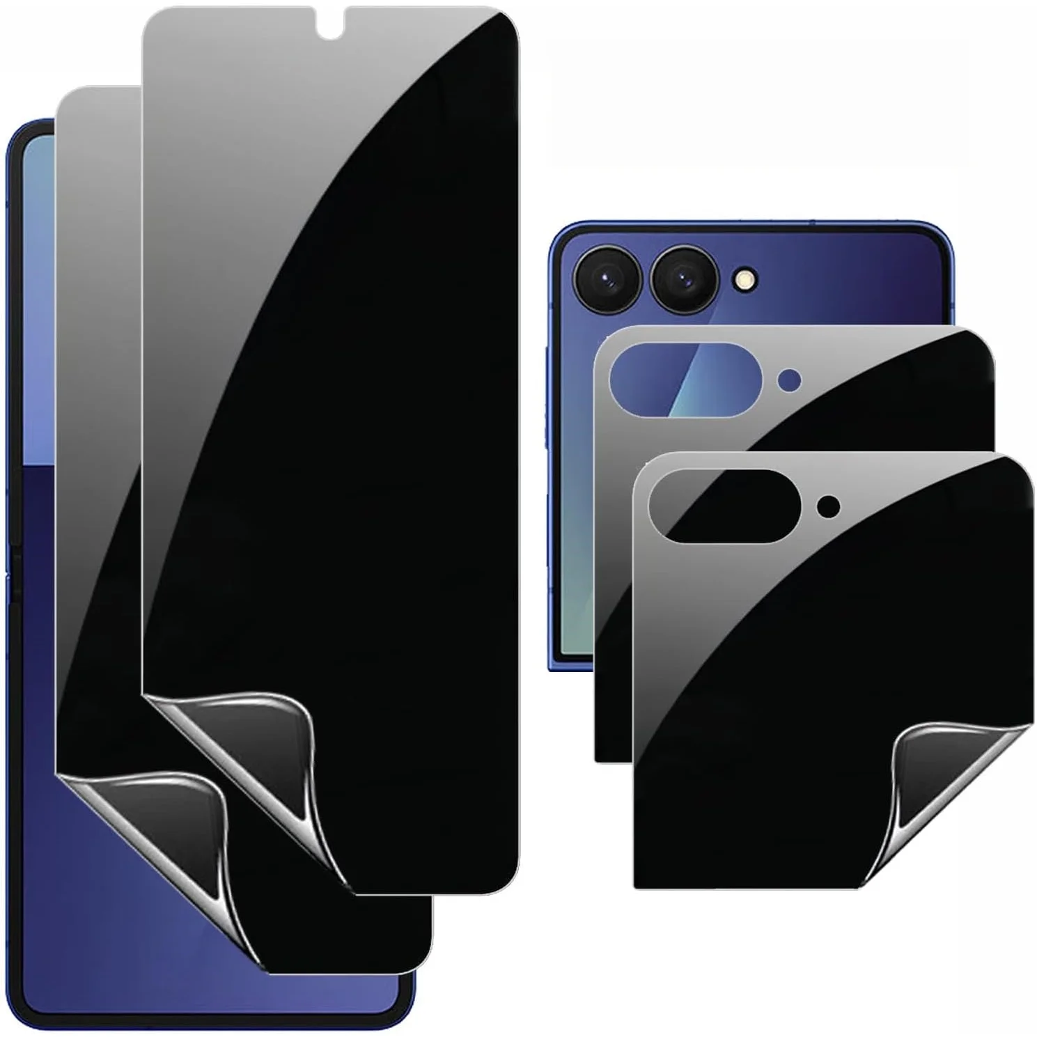 Privacy Screen Protector - Anti-Spy Flexible TPU Hydrogel Film for Foldable Phones (1/2/4 Pack Options) - Inner and Outer Coverage