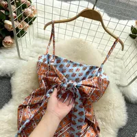 Women Sexy Backless asymmetrical lace-up Camis Print Tank Top Chic One-piece Corset Bustier Summer Beach vacation Crop Top - Image 6