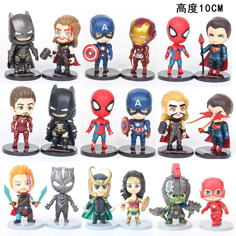 

Marvel Avengers Action Figure Set Spiderman Iron Man Loki Thor Flash 6pcs Collectible Anime Figure Model Toys Kids Birthday Gift