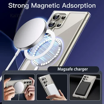 Transparent For Magsafe Case For Samsung Galaxy S25 S24 S23 FE S22 S21 Ultra Plus Wireless Charging Shockproof Clear Cover 5
