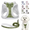 Winter Warm Dog Harness Leash Set Soft Fur Padded Dog Harness Vest No Pull Adjustable Pet Harness With Lead Leash Cute Bowknot