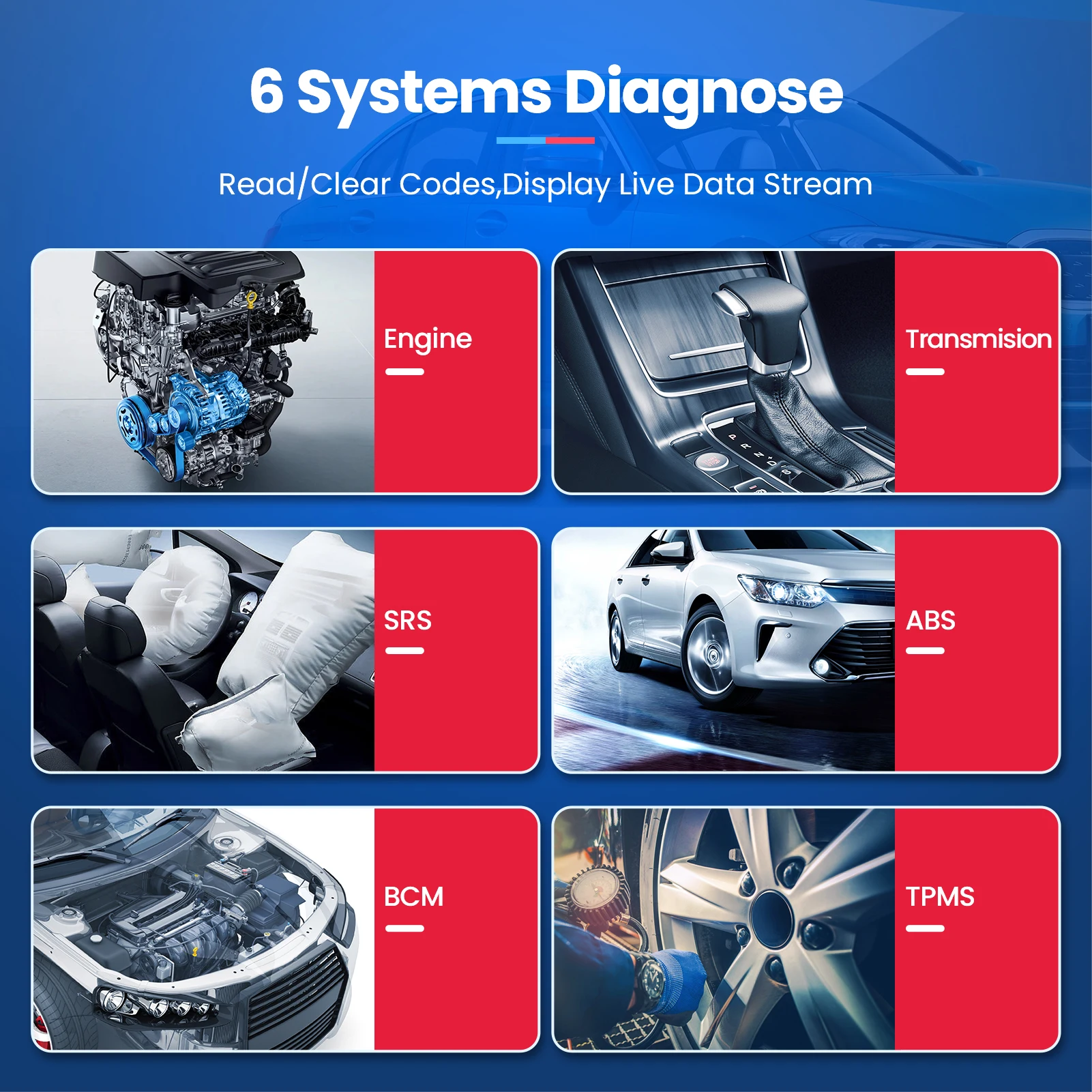 THINKSCAN 자동차 OBD2 코드 리더 스캔 도구, SR6 OBD2 스캐너, 6 시스템 진단, 자동차 스캐너, 오토모트리즈 진단 도구