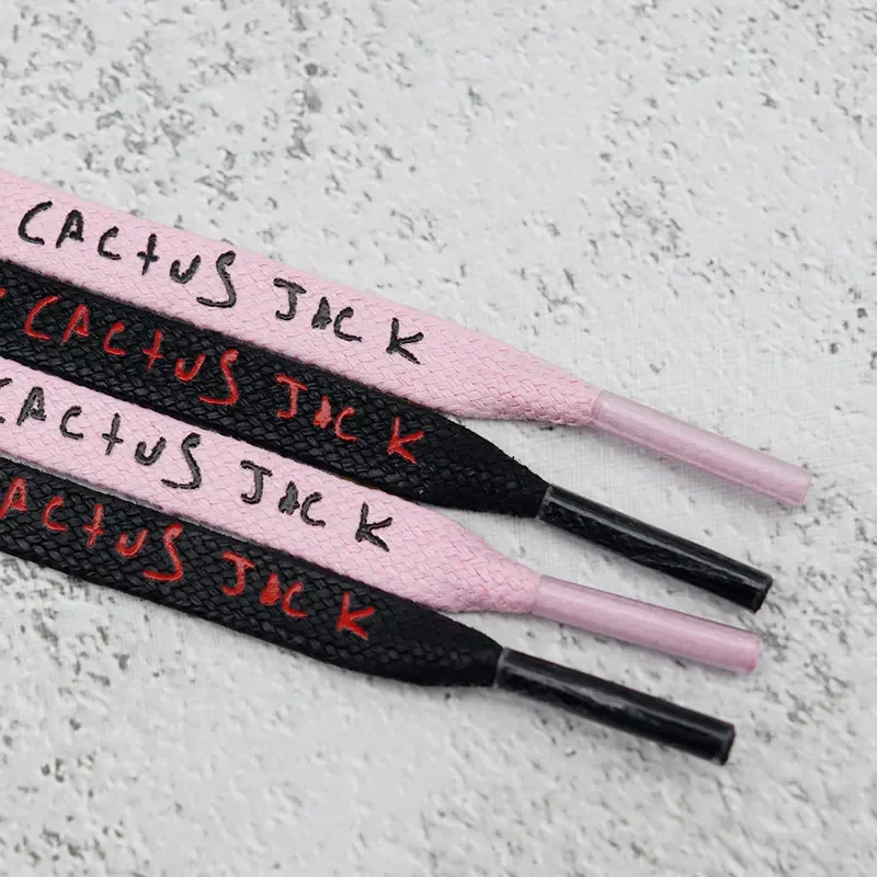 Weiou Adorable Japanese Script 2 Color Shoe Laces 8 MM Flat Single Head Printing Wax Shoelaces for Canvas Shoes Leisure Sneakers