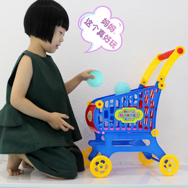 Kids Supermarket Shopping Groceries Cart Trolley Toys For Girls Kitchen Play House Simulation Fruits Vegetables Pretend Baby Toy 4