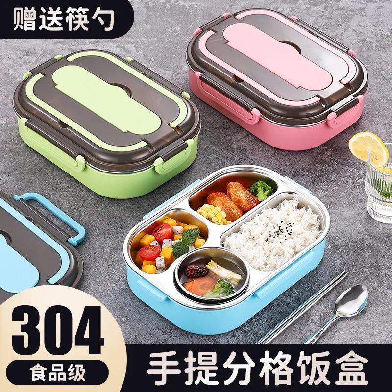 

Insulated lunch box, bento box, stainless steel compartment dinner plate, 304 food grade portable elementary school students,