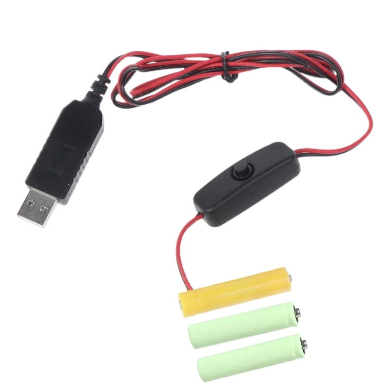 

USB to 4.5V AAA LR03 Power Cable With for Radios Christmas LED Light Toy Replace 3 Batteries