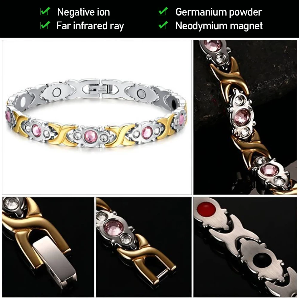 Women Removable Magnetic Therapy Magnet Bracelet Slimming Weight Loss Anti-Fatigue Healing Bracelet Therapy For Pain Relief magnetic slimming bracelet