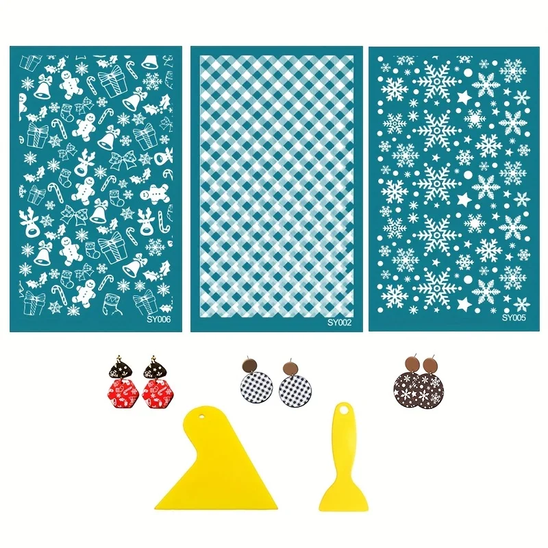 Clay Printing Tools Stencil Scraper Painting Tool Mold silkscreen stencils 5 Piece Set for DIY